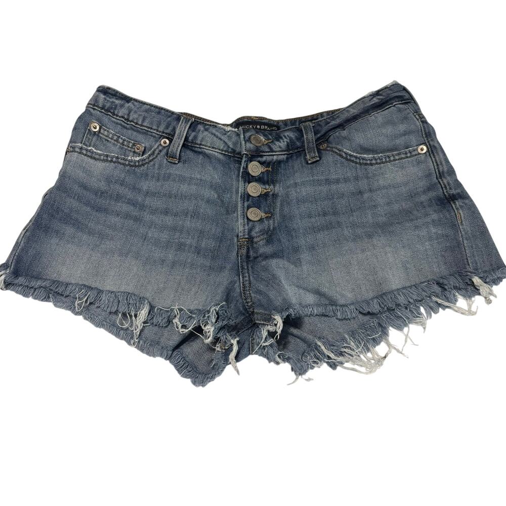Lucky Brand Denim Cutoff Shorts Womens 6/28 Frayed Raw Hem Festival Boho